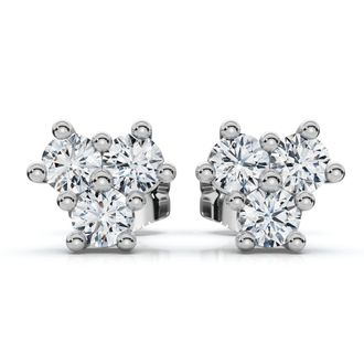 Pompeii3 Mini Trio Diamond Studs 14k Gold Lab Grown Womens Earrings