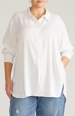 Universal Standard Cooling Oversize Button-Up Shirt in White at Nordstrom, Size Xl