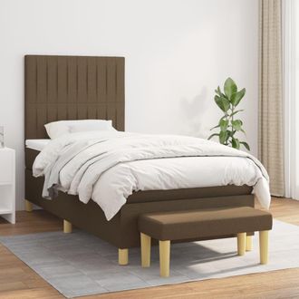 vidaXL Vidaxl - Cama Box Spring Con Colch&oacute;n Tela Marr&oacute;n Oscuro 100x200 Cm