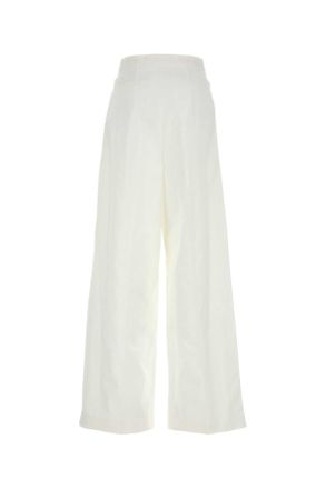 Givenchy Womens White Poplin Wide-Leg Pant Exterior: Cotton Pantaloni