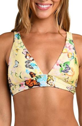 L'agence Lexie Garden Butterfly Bikini Top in Yellow Multi at Nordstrom, Size X-Large