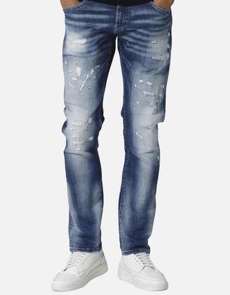 883 Police Mens Todd 978 Slim Fit Ripped Light Wash Blue Jeans