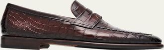 Magnanni Mens Saeta Matte Alligator Penny Loafers