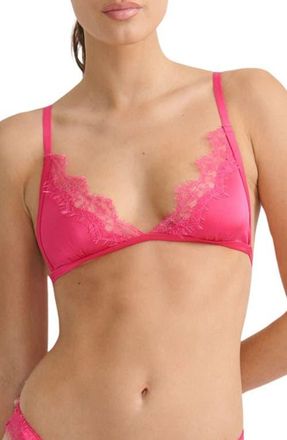Kat The Label Sorrento Lace Trim Bralette in Hot Pink at Nordstrom, Size X-Large