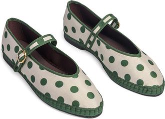 Flabelus Polka Dot Pierre Mary Jane Flat in Green at Nordstrom, Size 42