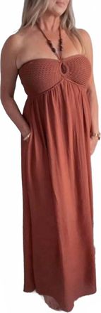 Blu Pepper Halter Maxi Dress In Brown