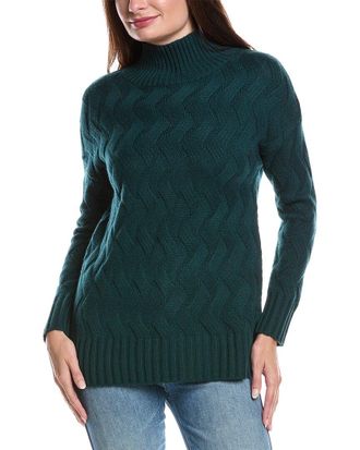 Forté Cashmere Luxe Cable Funnel Neck Cashmere Sweater