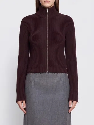 Maison Margiela Slim Fit Cotton Cardigan with Turtleneck and Zip