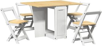 vidaXL Set comedor plegable mariposa 5 pzas Corona madera pino blanco vidaXL