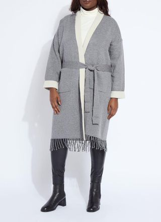 Lyss&eacute; Juliette Fringed Sweater Coat Curvy