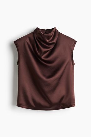 H&M Satintop mit Wasserfallausschnitt - Weinrot