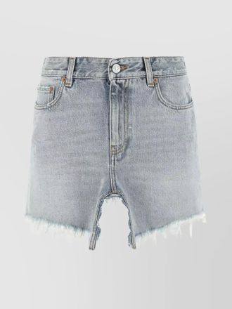 Balenciaga front slit fringed denim skirt