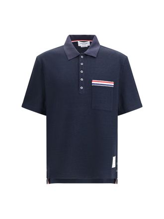 Thom Browne RWB-Embroidered Polo Shirt - Navy