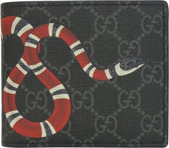 Gucci Black Red Color Gg Supreme Canvas Wallet (Bi-Fold) (Pre-Owned)