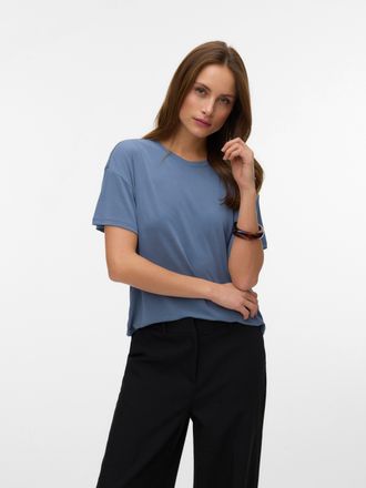 Vero Moda Kurzarmshirt VERO MODA VMFILLI 2/4 TEE JRS NOOS, Damen, Gr. XL, china blau, Jersey, Obermaterial: 70% Modal, 30% Polyester, unifarben, relaxed fit nor
