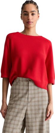 Marc O'Polo Denim Rundhalspullover MARC OPOLO DENIM, Damen, Gr. S, carmine rot, Obermaterial: 100% Baumwolle, normal, Rundhals, B&uuml;ndchen, Pullover Rundhalspullover, 3/4