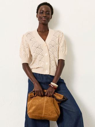 Fat Face FatFace Clover Stone Knitted Short Sleeve Cardigan