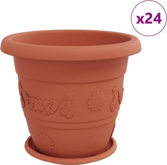 vidaXL Macetas 24 Uds. Rojo Ladrillo &Oslash; 39 X 32 Cm Pl&aacute;stico Vidaxl