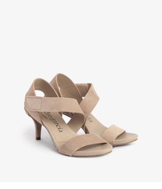 Pedro Garcia Mid heel sandal in beige suede | West | Essentials collection | PEDRO GARCIA