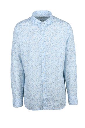 Mariano Napoli White Sky Blue Linen Cotton Shirt