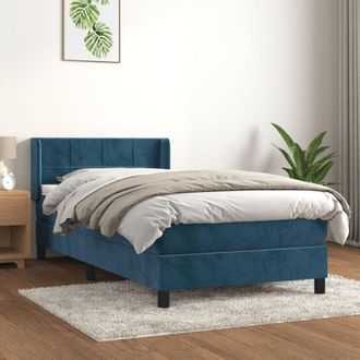 vidaXL Vidaxl - Cama Box Spring Con Colch&oacute;n Terciopelo Azul Oscuro 90x200 Cm