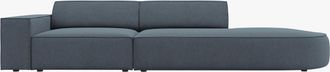BLOOMINGLOFT 3-Sitzer Designsofa Jodie mit abgerundetem Ottomane rechts - Strukturstoff