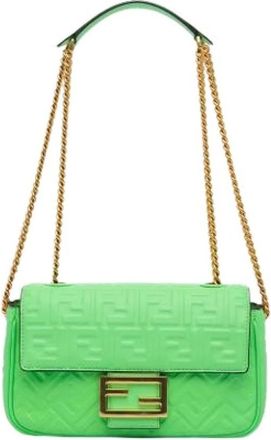Fendi Borsa a spalla usata in pelle stampata - - Pre-owned - Donna - Verde - ONE SIZE