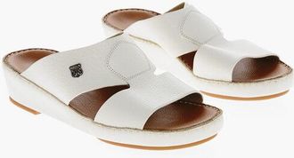 Corneliani Textured Leather Sandals with Logoed Detail size 41