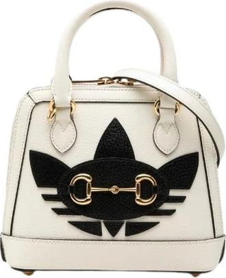 Gucci Pre-owned Horsebit 1955 Leather 2way Handbag - Dames - Vintage Mini Tas - Wit - ONE Size - Leer - Vintage