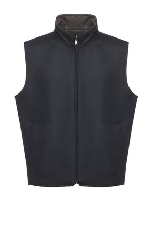 Devore Incipit Wool Double Face Sleeveless Jacket with High Neck