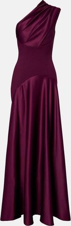 Solace London Gabriela draped one-shoulder satin gown