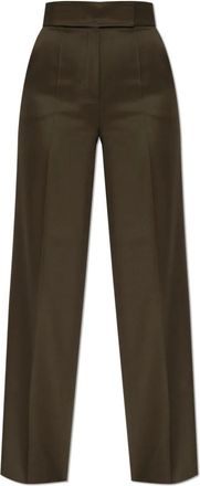 Max Mara Wollen broek Arturo - Dames - Straight fit broeken - Groen - S - Wol - Broeken