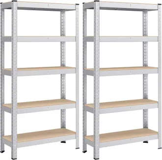 Songmics 2 estanter&iacute;as pesadas de 30 x 75 x 150 cm de color plata