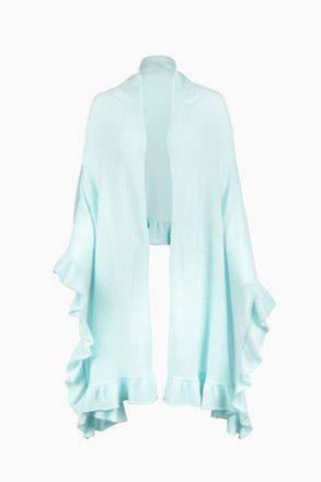 Kinross Cashmere Ruffle Trim Wrap in Aquatic at Nordstrom
