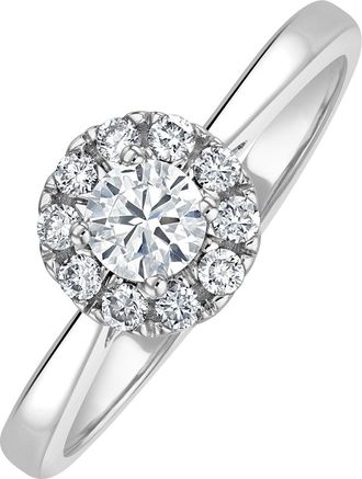 The Diamond Store Lab Diamond Halo Engagement Ring 0.50ct H/Si in 9K White Gold