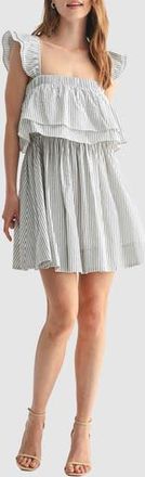 Lush Ruffle Sleeve Popover Minidress in Navy White at Nordstrom Rack, Size Small