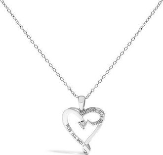 House of Brilliance Silver Diamond Accent I LOVE YOU MOM Heart Pendant Necklace in White at Nordstrom