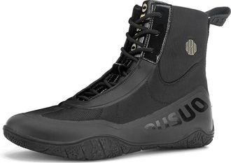 Generic Wrestling Boxing Boots for Men High Top Breathable Lightweight Non-Slip Competition Training Fitness Sneakers,Black,8.5 UK