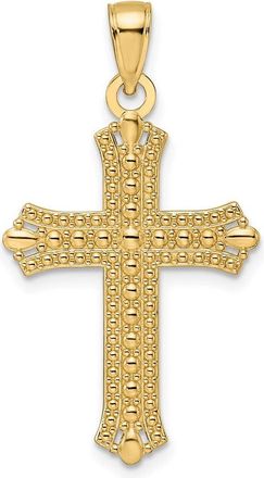 Diamond2Deal 14k Yellow Gold Polished Textured Pointed Ends Fancy Cross Pendant