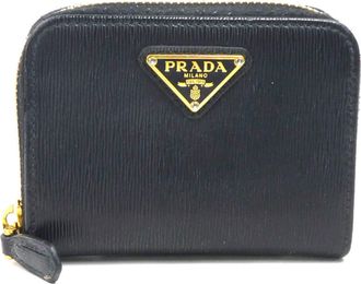 Prada Black Leather Coin Purse/Coin Case (Pre-Owned)