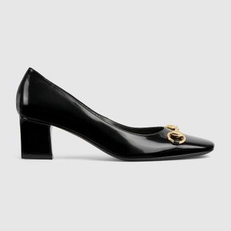 Gucci Womens Signora Pump, Black, Leather