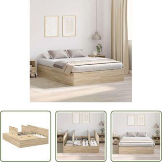 vidaXL Letto moderno - Struttura letto con contenitore Rovere Sonoma 160 x 200 cm