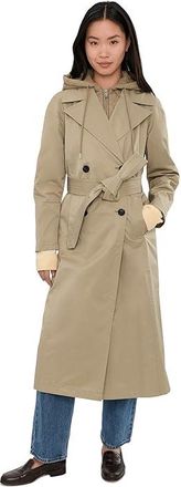 Avec Les Filles Maxi Raglan Trench With Bib Womens Coat Sage : SM, Cotton/Nylon/Polyester