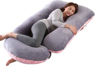 OEM Almohada Para Dormir Durante El Embarazo, Con Funda De Terciopelo Reemplazable Y Lavable (rosa Y Gris) 1557560cm