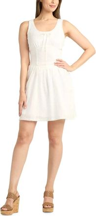BCX Bcx Tank Dress Womens Off White Eyelet Embroidered Scoop Neck Party PAL178