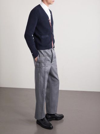 Thom Browne Striped Garment-Dyed Cotton Cardigan