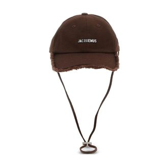 Jacquemus Hats & Caps, unisex, Brown, 60 CM, Brown Frayed Edge Hat Adjustable Strap