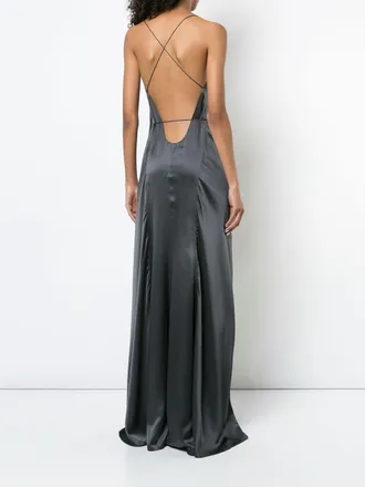Michelle Mason strappy wrap gown - Grigio