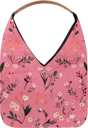 Generic Floral Pink Pretty Reusable Lightweight Grocery Bags - Foldable Into Compact Pouch, Washable & Sturdy, Multipurpose for Shopping and Travel