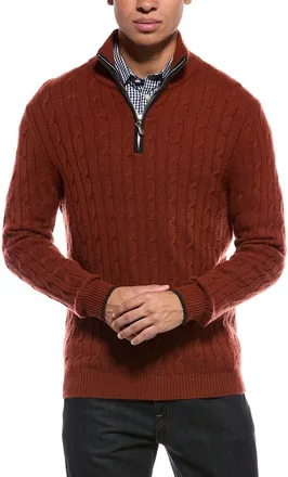 N.Peal N. PEAL Albemarle Cable Cashmere 1/2-Zip Sweater